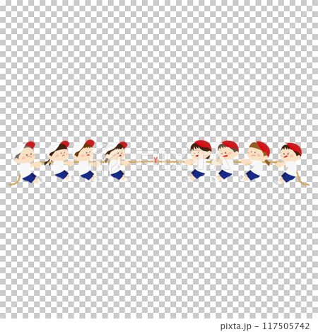綱引きをしている子供達のイラスト 綱引きをしている子供達のイラスト 117505742