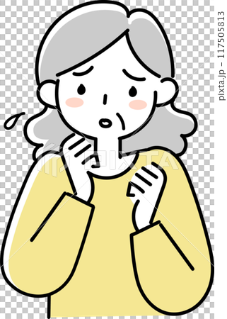 Upper body of a senior woman with a troubled expression Upper body of a senior woman with a troubled expression 117505813