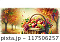 秋の果物が並ぶバスケット 117506257