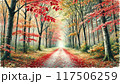 枯葉が舞う森の小道 117506259