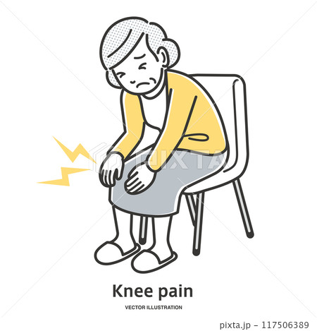 膝が痛い高齢女性 117506389