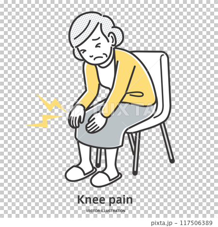 膝が痛い高齢女性 117506389