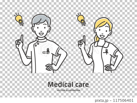 Male and female nurses with ideas Male and female nurses with ideas 117506401