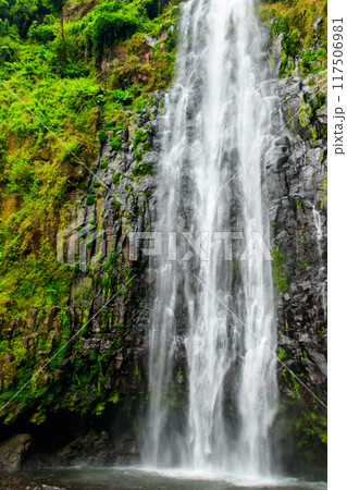 View of Materuni waterfall on the foot of the Kilimanjaro mountain in Tanzania 117506981