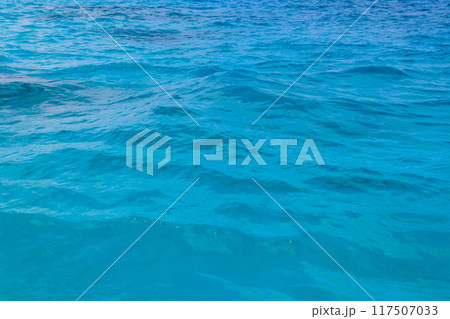 Blue water texture background. Surface of sea or ocean 117507033