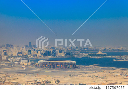 Aerial view of Doha city skyline in Qatar 117507035