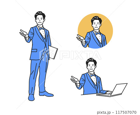 案内する男性_タキシードの立ち姿 案内する男性_タキシードの立ち姿 117507070