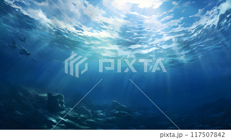 Underwater Crystal Clear Water Scene AI Artwork 117507842