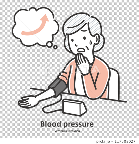 Elderly woman with high blood pressure and anxiety 117508027