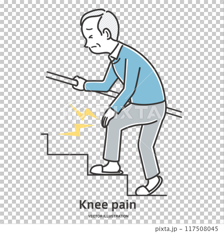 階段を登る際、膝が痛い高齢男性 階段を登る際、膝が痛い高齢男性 117508045