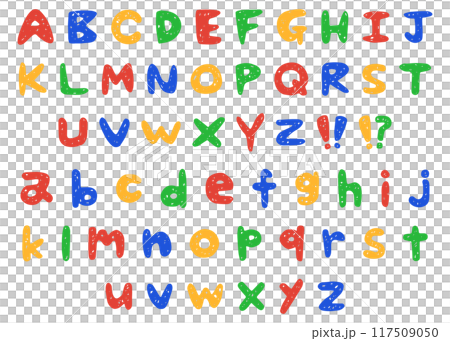 手書きのアルファベットセット、ローマ字のデコレーションセット 手書きのアルファベットセット、ローマ字のデコレーションセット 117509050