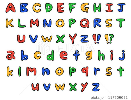 手書きのアルファベットセット、ローマ字のデコレーションセット 手書きのアルファベットセット、ローマ字のデコレーションセット 117509051