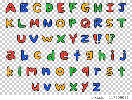 手書きのアルファベットセット、ローマ字のデコレーションセット 手書きのアルファベットセット、ローマ字のデコレーションセット 117509051