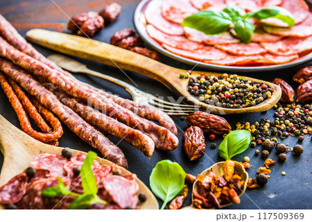 various sausages various sausages 117509369