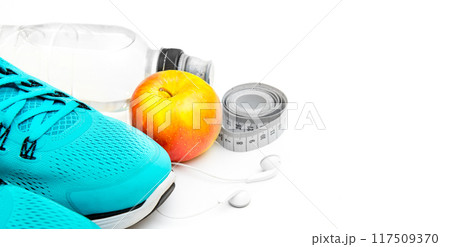 sport background with shoes 117509370