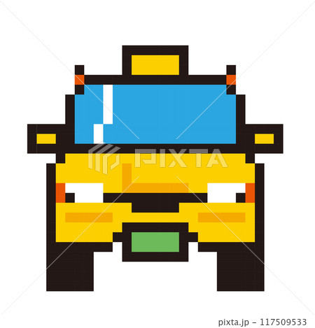 8ビットで描いた自動車のピクセルアート　働く車　タクシーのイラスト　アイコン　正面 117509533