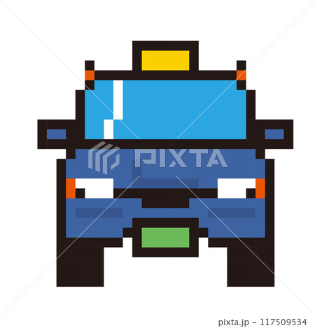 8ビットで描いた自動車のピクセルアート　働く車　タクシーのイラスト　アイコン　正面 117509534