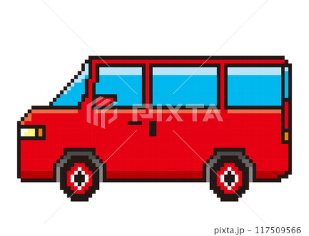 8ビットで描いた自動車のピクセルアート　ミニバンのイラスト　アイコン　ピクトグラム 117509566