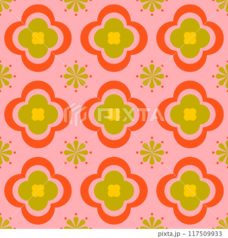 Vector seamless geometric ornamental pattern. Tile mosaic vibrant texture Decorative bright colorful background. Vector repeatable symmetry print Vector seamless geometric ornamental pattern. Tile mosaic vibrant texture Decorative bright colorful background. Vector repeatable symmetry print 117509933