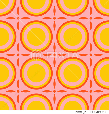 Vector seamless geometric ornamental pattern. Tile mosaic vibrant texture Decorative bright colorful background. Vector repeatable symmetry print 117509935