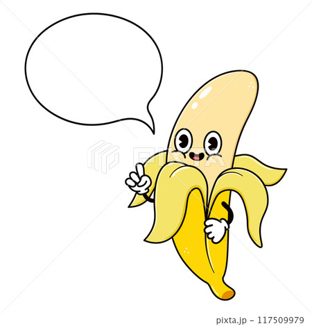 Cute funny Banana with an inscription organic character.Vector hand drawn traditional cartoon vintage,retro, kawaii character illustration icon. Isolated white background. Banana character Cute funny Banana with an inscription organic character.Vector hand drawn traditional cartoon vintage,retro, kawaii character illustration icon. Isolated white background. Banana character 117509979