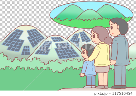 環境問題 - 大型太陽能、太陽能板、景觀破壞、環境破壞、山地表面 117510454