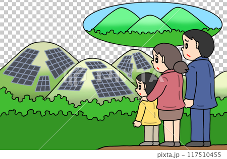 環境問題 - 大型太陽能、太陽能板、景觀破壞、環境破壞、山地表面 117510455