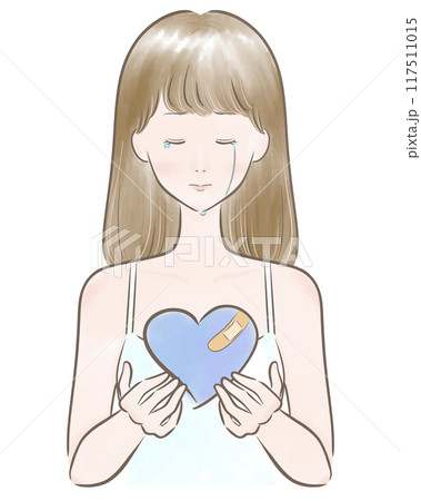 ハート 悲しい女の子 主線茶色 茶髪 ハート 悲しい女の子 主線茶色 茶髪 117511015