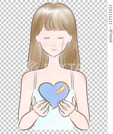 ハート 悲しい女の子 主線茶色 茶髪 ハート 悲しい女の子 主線茶色 茶髪 117511015