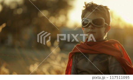 ヒーロー姿の子供男性五Generative AI 117511095