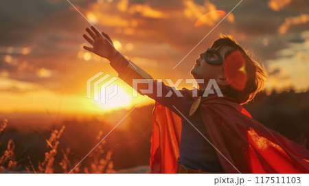 ヒーロー姿の子供男性十三Generative AI 117511103