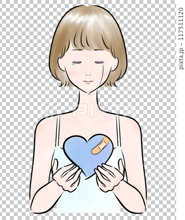 Heart Sad girl Black main line Bob Brown hair 117511120