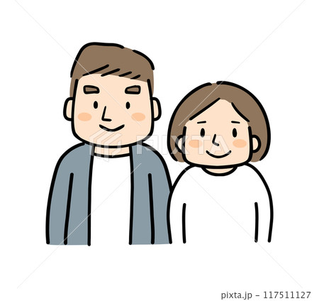 笑顔の中年夫婦のイラスト 117511127