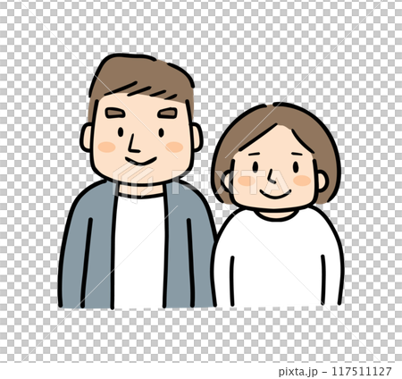 Illustration of a smiling middle-aged couple 117511127