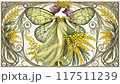 ミモザの花の妖精アールヌーボー風 117511239
