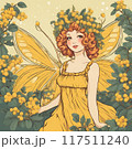 ミモザの花の妖精レトロ風 117511240