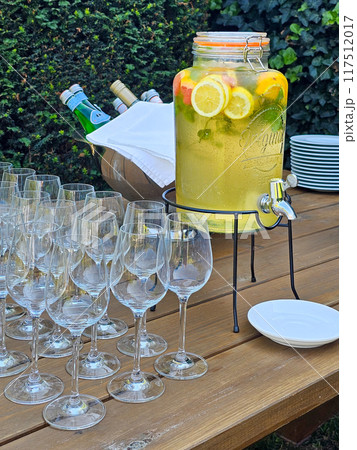 Glasses and lemonade for a garden party, Modra, Slovakia Glasses and lemonade for a garden party, Modra, Slovakia 117512017