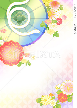 年賀状 巳年 和風 年賀状 巳年 和風 117512053