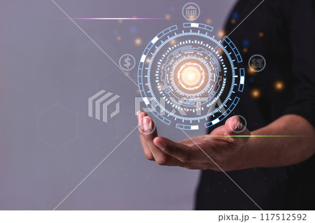 Man hand holding technology circle, Financial online, Internet banking, Man hand holding technology circle, Financial online, Internet banking, 117512592