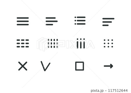 Hamburger interface menu simple line, minimal ui popup burger. Template navigation. Icon, dropdown button web symbol. Interface Design element 117512644