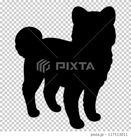 シンプルで可愛い秋田犬の立ち姿のシルエット シンプルで可愛い秋田犬の立ち姿のシルエット 117513011