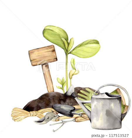 Watercolor garden composition Watercolor garden composition 117513527