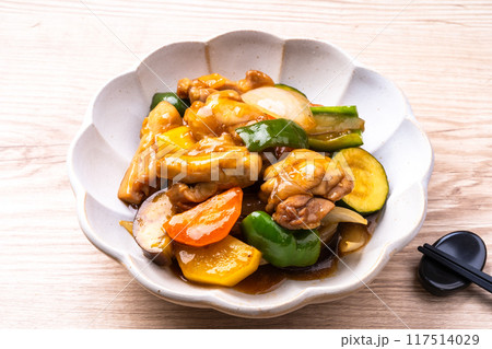 鶏と夏野菜の黒酢餡掛け 鶏と夏野菜の黒酢餡掛け 117514029