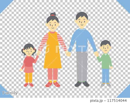 家族が手を繋いでいるイラスト 117514044