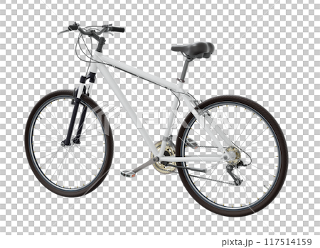 White bicycle, side back view isolated on white background, 3D illustration White bicycle, side back view isolated on white background, 3D illustration 117514159
