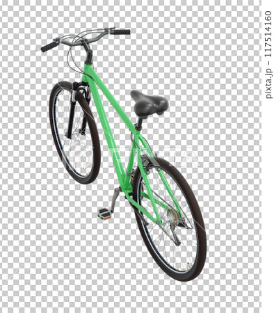 Green bicycle, side top view isolated on white background, 3D illustration Green bicycle, side top view isolated on white background, 3D illustration 117514160