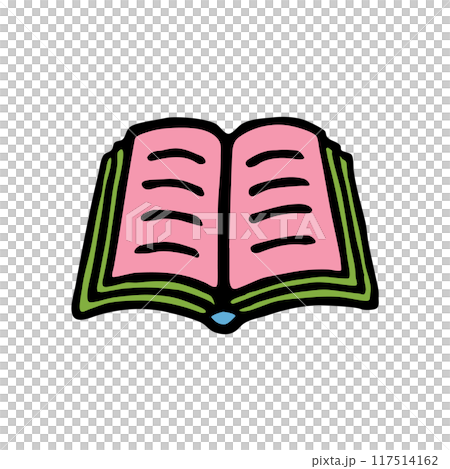 Doodle book icon handdrawn with ink pen. Knowledge and education symbol 117514162
