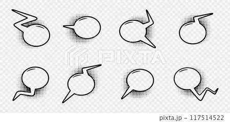 Comic speech bubbles with halftone shadows. Vector illustration in pop art style Comic speech bubbles with halftone shadows. Vector illustration in pop art style 117514522