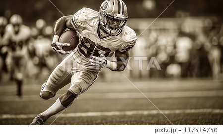 American football player running with the ball during game 117514750