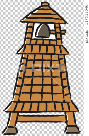 Time Bell with footsteps - Hand-drawn style 117515046